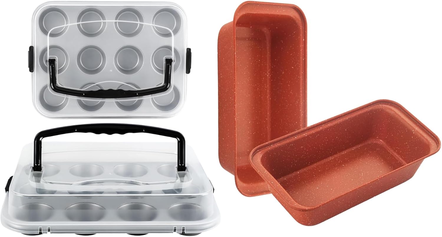 2-Pack Muffin Pan with Carry Lid|2-Pack Loaf Pan