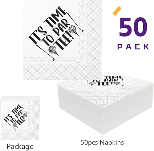 Miniatura 2 de SharkBliss Servilletas de cóctel de golf, It's Time To Par Tee Servilletas de papel desechables para bebidas de cóctel para fiesta temática de golf,