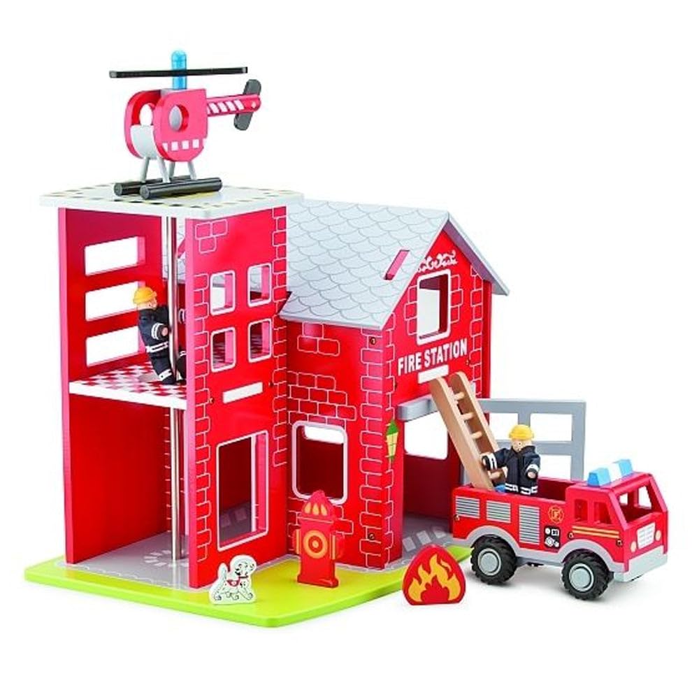Eitech New Classic Toys Wooden Fire Station for Preschool Age Toddlers Boys Girls