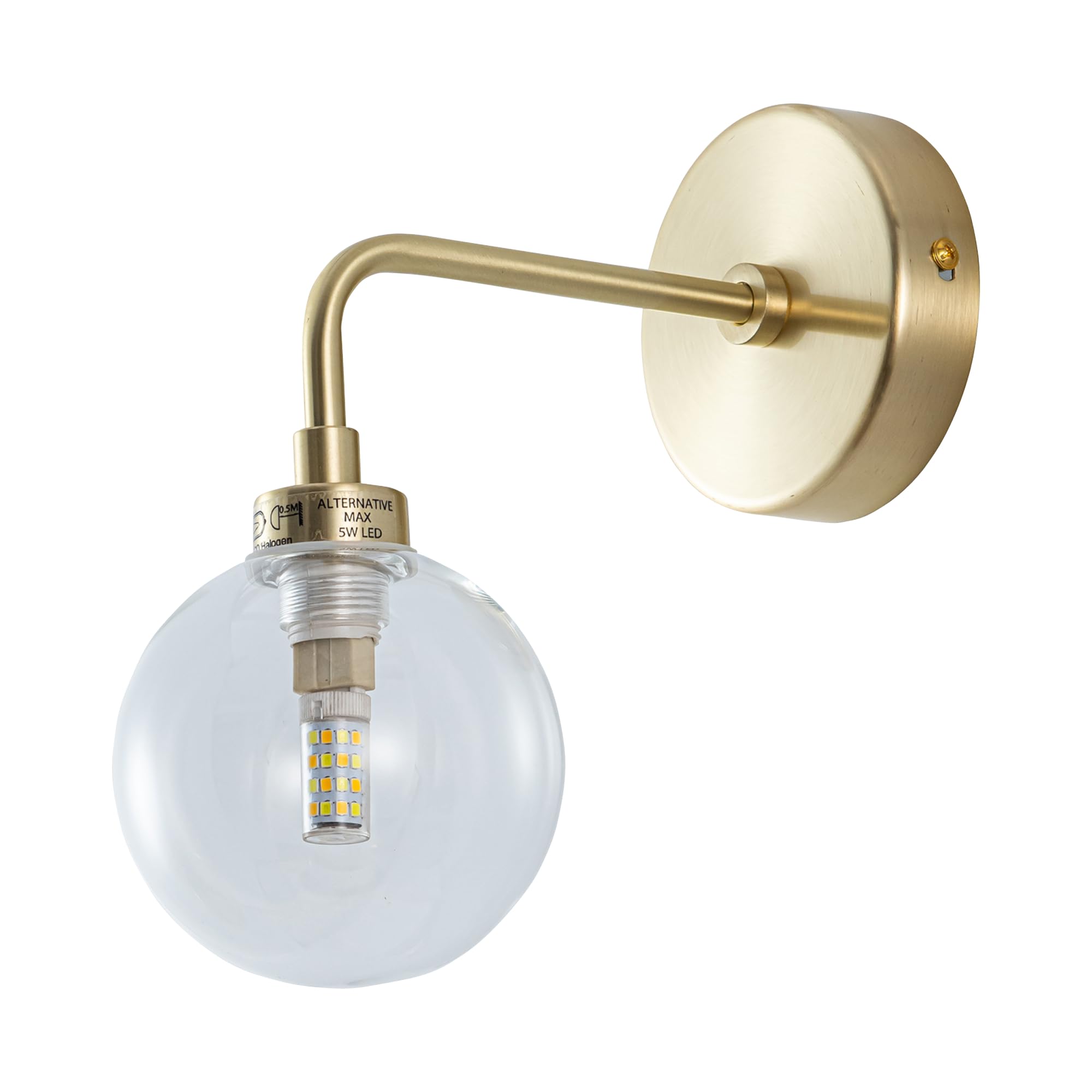 First Choice Lighting Unisex Gold Toner - Satin Brass With Clear Glass Globe Wall Light In