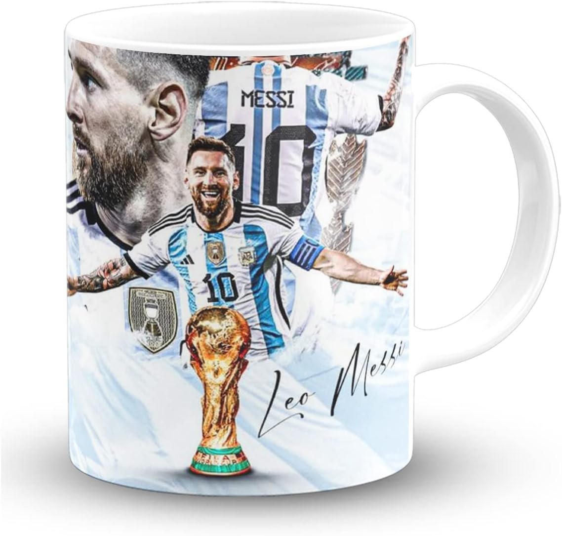 The Desi Monk Messi Signature Printed Black Mug | FIFA World Cup Champion Football Coffee Cup 11Oz | Microwave and Dishwasher Safe 330Ml Ceramic Milk Mug | Mug-431