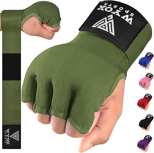 Miniatura 17 de WYOX Vendas de Gel para Boxeo Guantes Interiores para Hombres y Mujeres – Correa Rápida de Muñeca de 31.5 pulgadas, Soporte Acolchado para Nudillos,