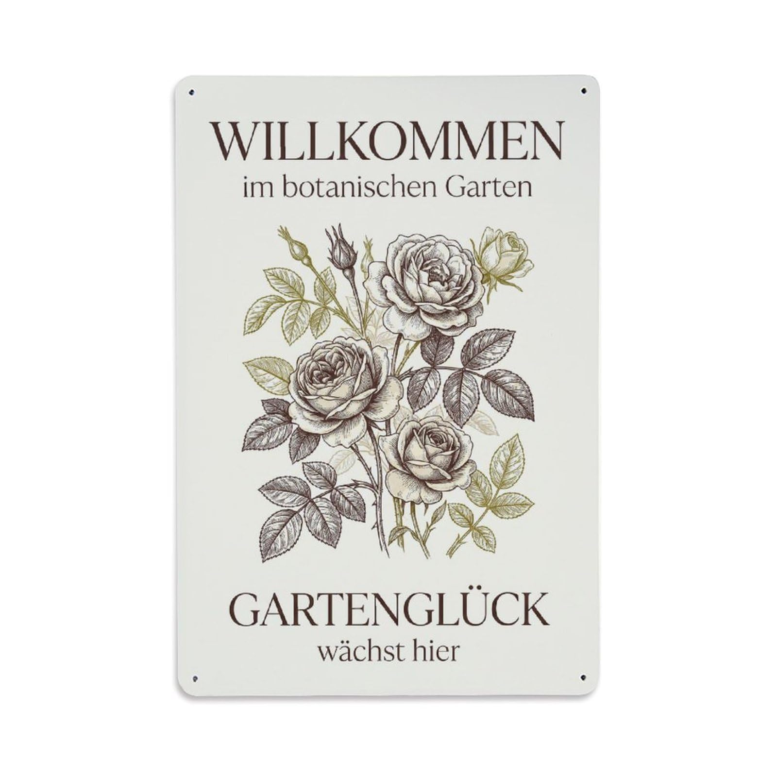 Botanical Specimen Welcome Elegant Scientific Metal Tin Sign Plaque Wall Decor for Cafe, Club Bar, Office, Garden Metal Poster 8x12Inch