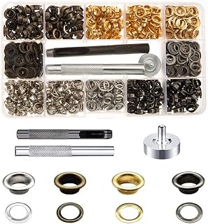 MeiyiTJCStory400 Sets Grommets Eyelets Kit Tool Brass Grommet Kit 6mm/0.24in with 3pcs Install Tool Kit and Storage Box for Home Repair, Fabric, Arts and DIY Crafts 100Piece Each Colors