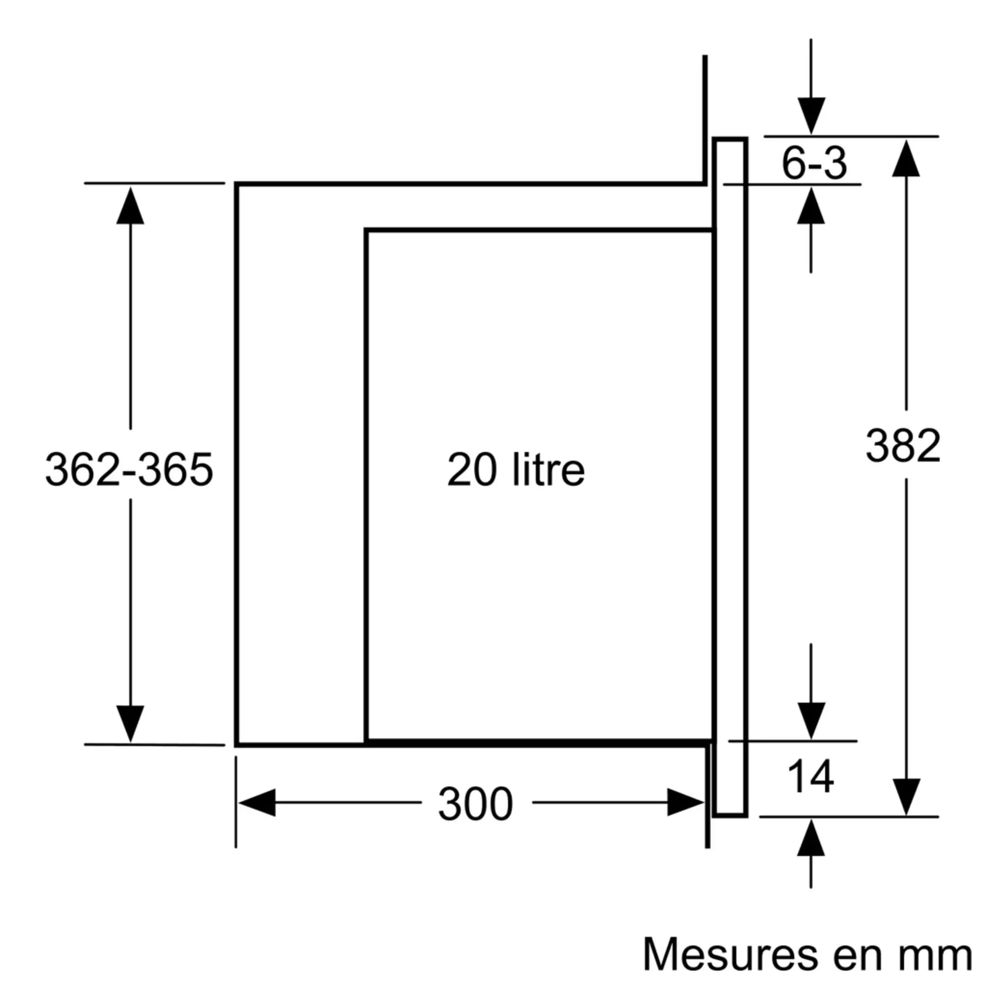 Bosch BFL523MS0, Série 4, Micro-ondes encastrable, 38. 2 x 59.4 x 31.7 cm, 20 litres, Inox