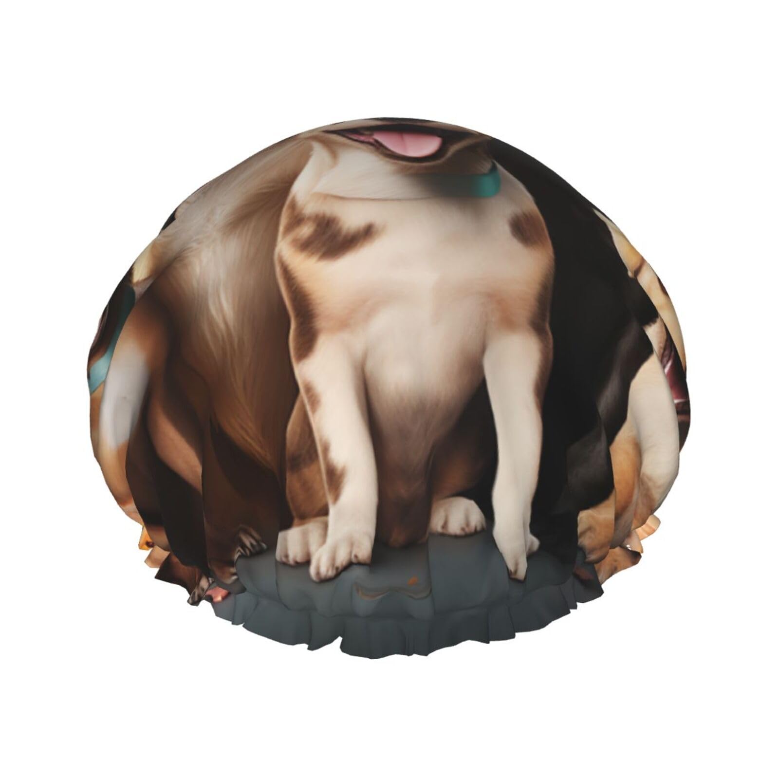 Dogs Happy Party Shower Cap for Women Reusable Waterproof Shower Bonnet Washable Elastic Band Bath Hair Hat Double Layered Bath Cap Extra Large for Long Hair