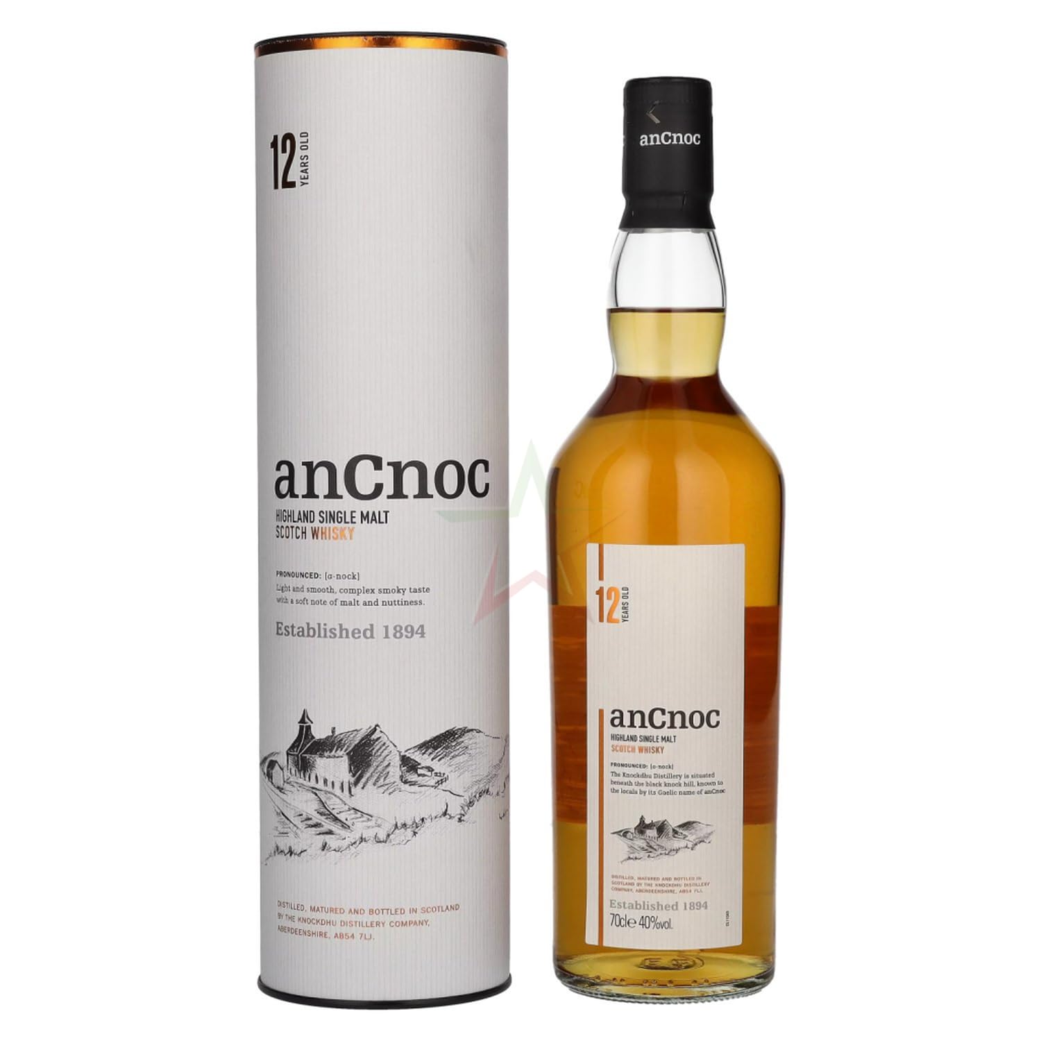 AnCnoc 12 Years Old Highland Single Malt Scotch Whisky 40,00% 0,70 Liter