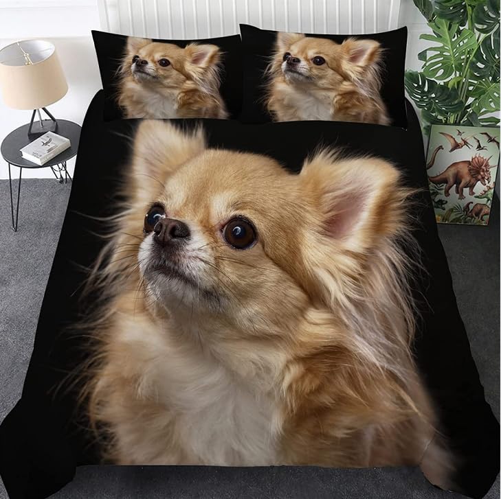NUEYSP Funda Nordica Cama 135 Chihuahua Infantil Fundas Nordicas Cama 135 para Juvenil con Cremallera Cómodo Microfibra Fundas Nordicas 200x220 cm + 2 Funda de Almohada 50x75 cm