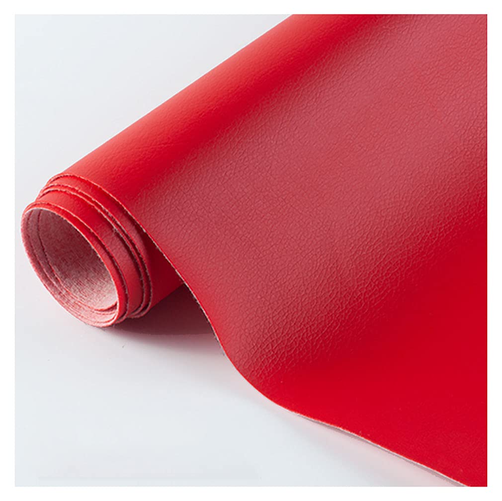 Arkusze z tkaniny ze sztucznej skóry miękki w dotyku materiał wodoodporny materiał do produkcji toreb, produkcji czapek, produkcji włosów, szycia, produkcji butów (rozmiar 1,37 x 6 m, kolor: czerwony)