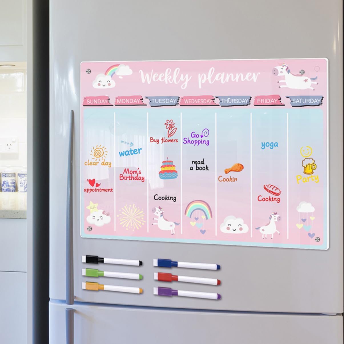 Operitacx Acryltafel Für Kühlschrank Magnetische Wochenplanungstafel Abwischbare Tafel Für Organisation Einfache Planungstafel Für Alltag