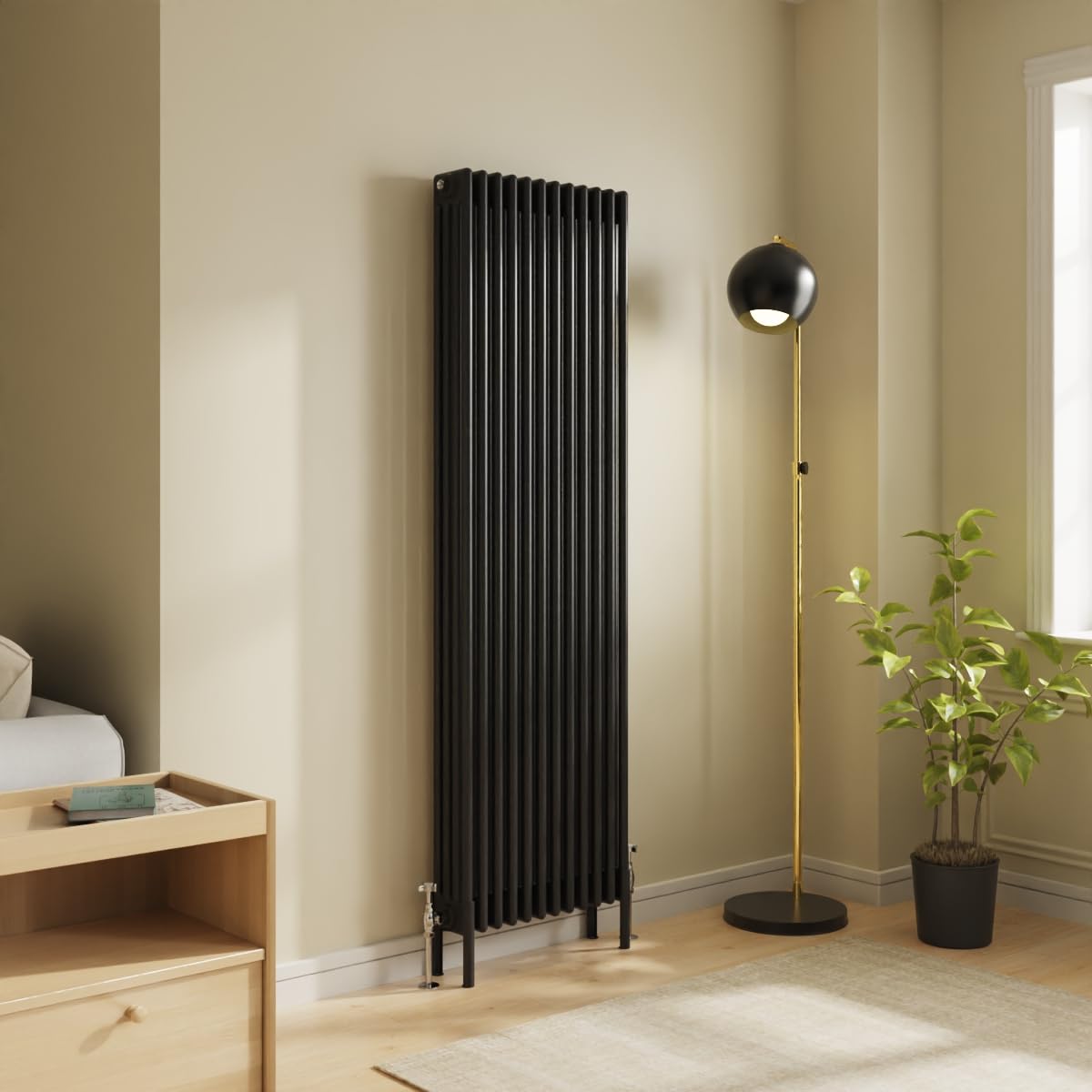 Nrg Black Traditional 4 Column Vertical Radiator 1800X560mm Central Heating Radiators
