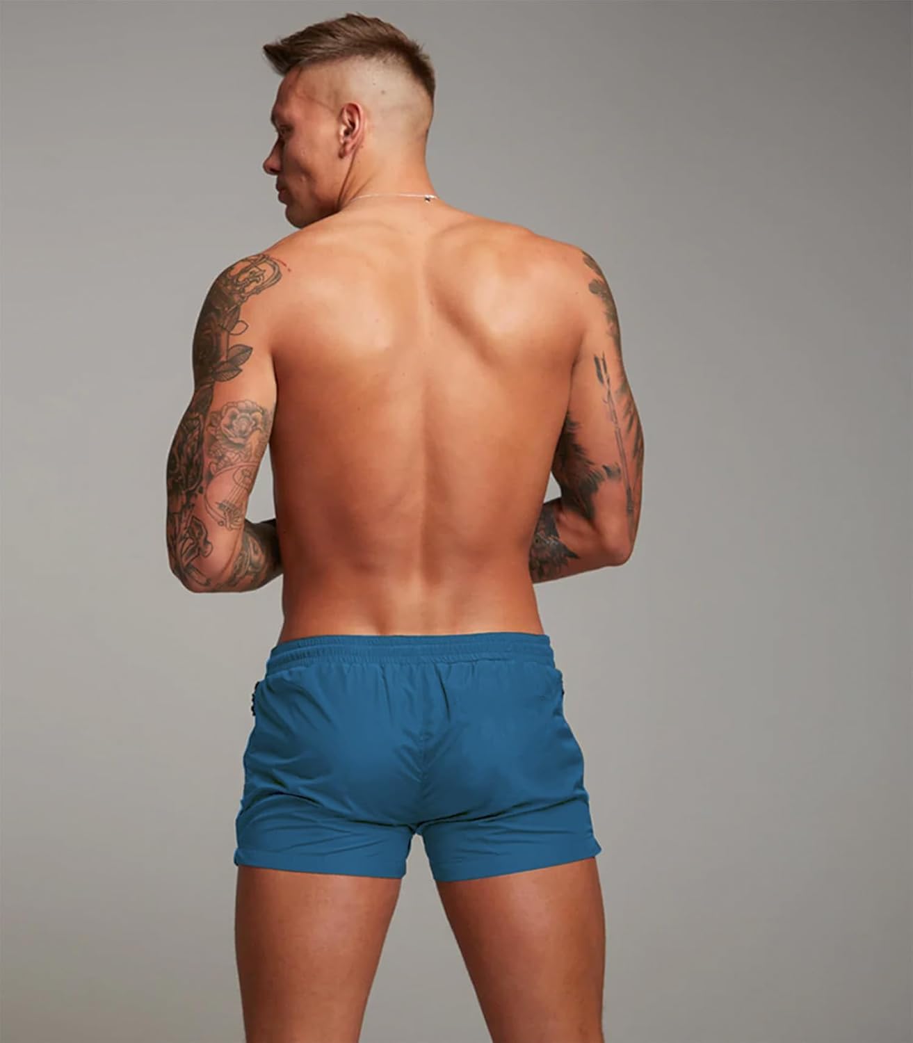 Mens Swim Trunks Quick Dry Swimwear Zipper Pockets, Swim Shorts with Mesh Lining - Image 2