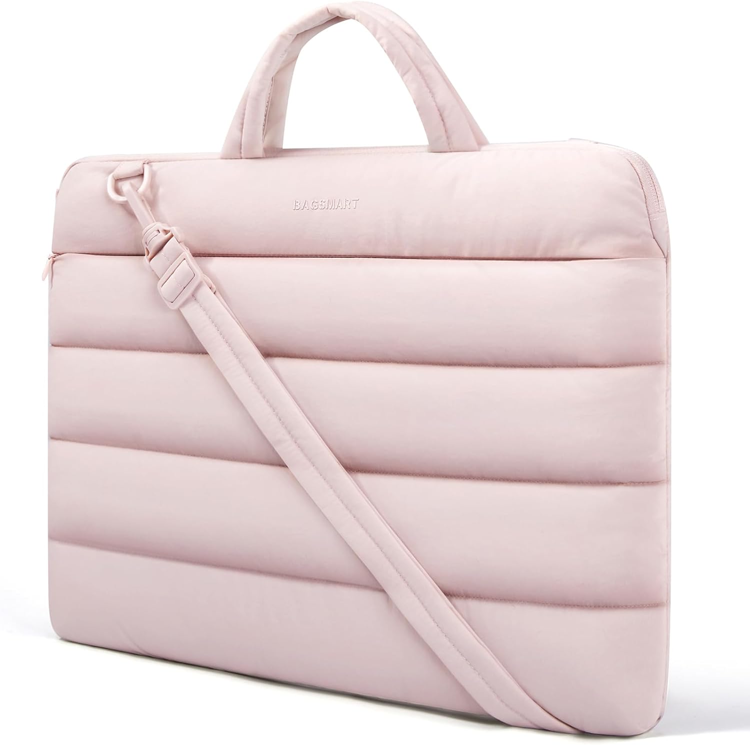 BAGSMART 15-16 inch Laptop Bag, Puffy cute Laptop Case Sleeve with Handle for Women, Portable Macbook Air/Pro 13 inch Case Sleeve with Strap, Pink