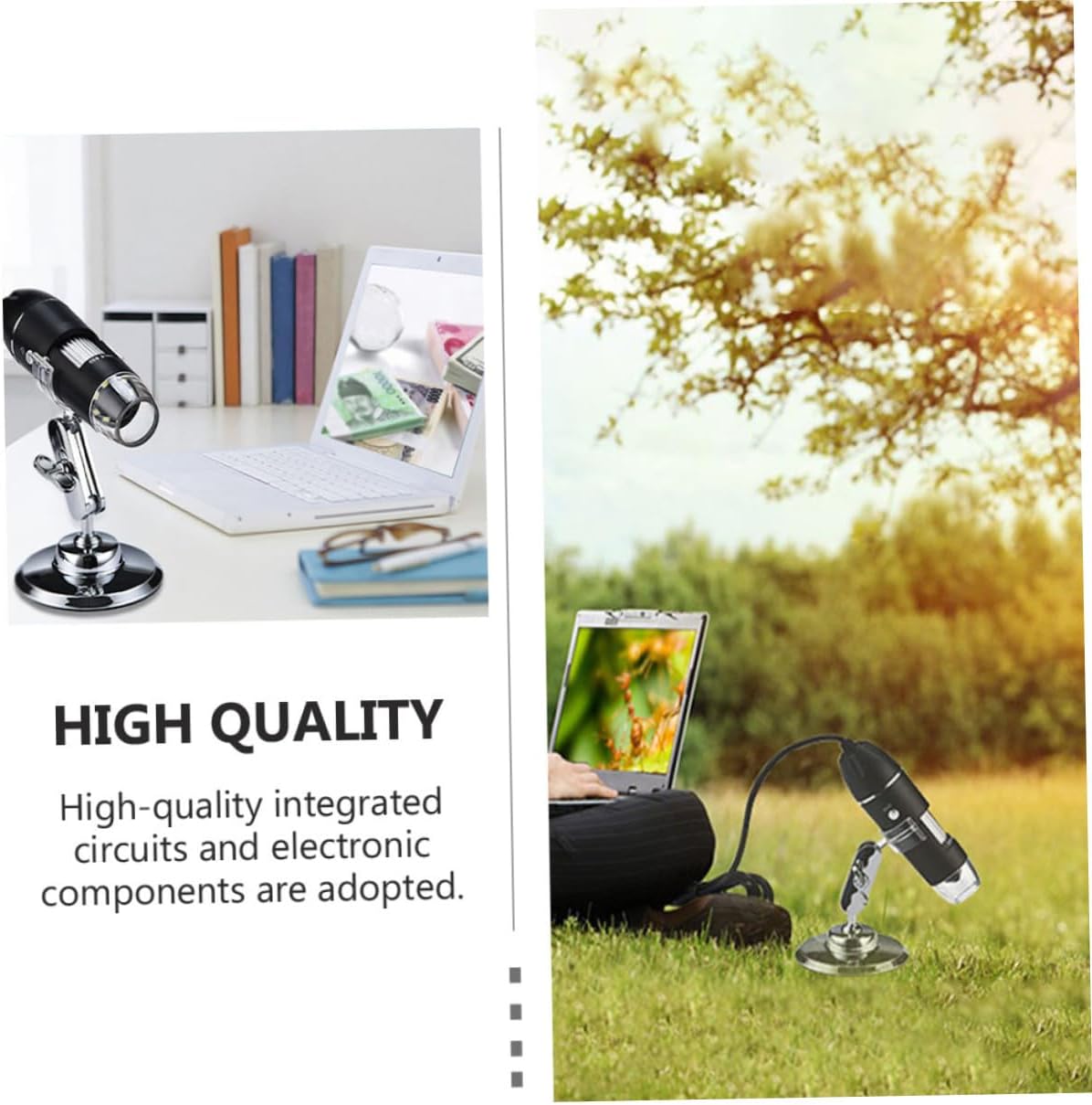 TIDTALEO USB Portable Digital Microscope with Adjustable LED Brightness Compact Home Experiment Magnifier for Phone Repair and Electronic Inspection Black Handheld Device