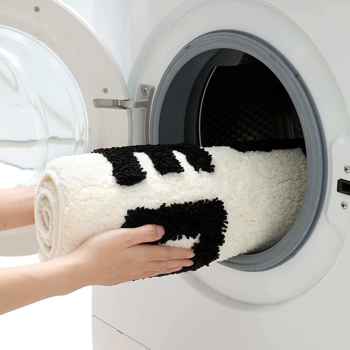 Ankah Get Naked Bath Mats, Rude Swear Words Unique Funky Cute Bathroom Rugs, Non Slip Rubber Backed Machine Washable, Cool Shag Absorbent Bath Rug for Your Home, 17.32" x 29.92", White