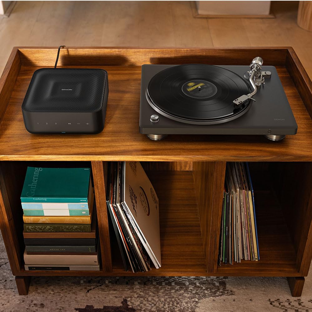 Denon Platine tournante Bluetooth Hi-FI DP-500BT (Noir), préampli Phono commutable intégré, contrôle Semi-Automatique, Cartouche MM, Tourne-Disque Vinyle à entraînement par Courroie 33⅓, 45 et 78 TR
