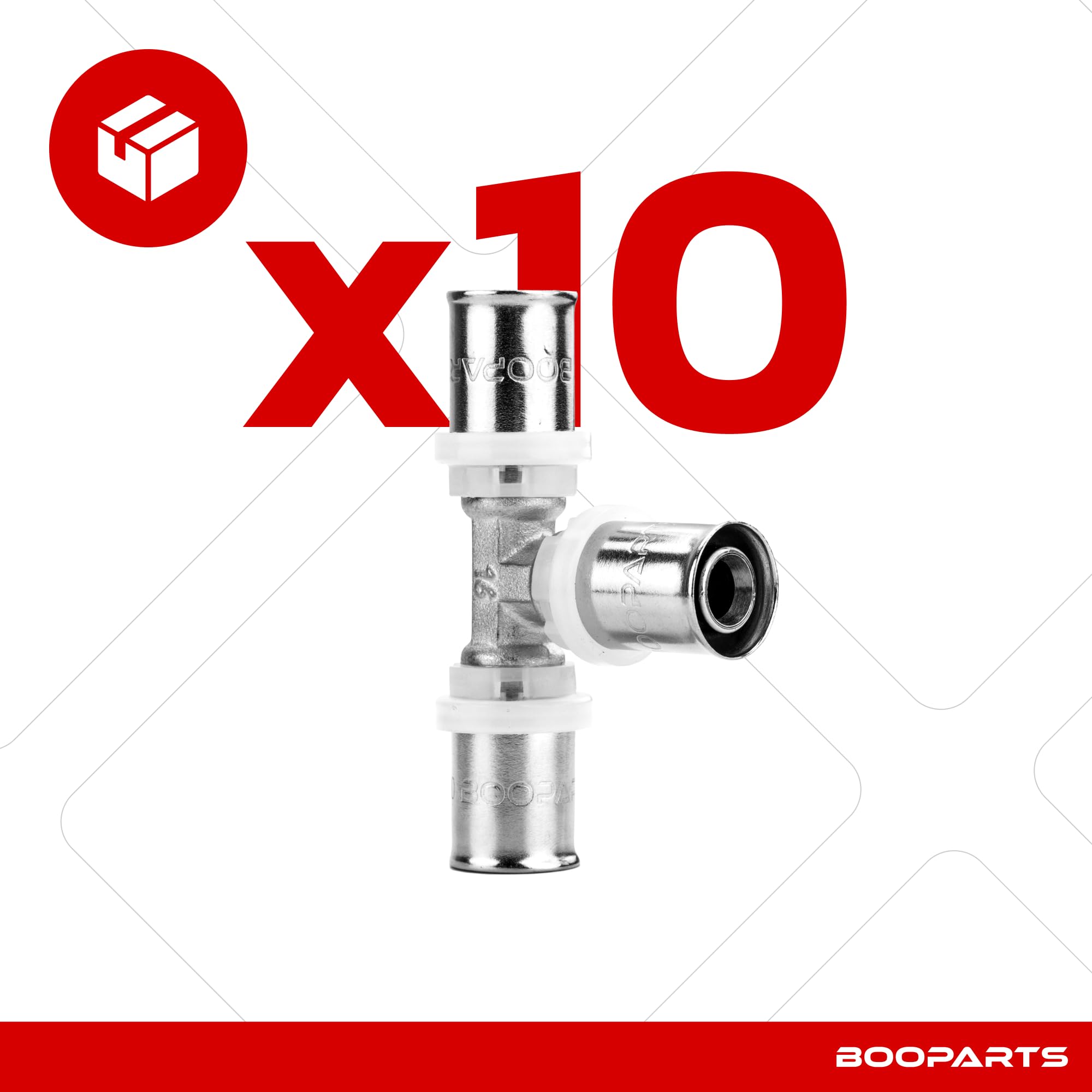 Té à Sertir Ø16 mm | Raccord Multicouche Profil TH pour Tubes PER, PEX et Multicouche | Plomberie, Chauffage et Sanitaire | Lot de 10