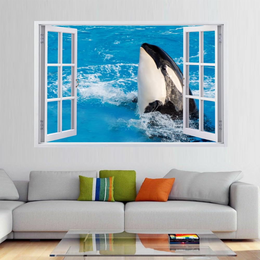 Calcomanía Rota 3D, Delfín Adhesivo Extraíble De Vinilo Para Despegar Y Pegar, Tatuaje De Pared Niñas Niños Dormitorio Guardería Habitación Decoración Para El Hogar 110x70cm