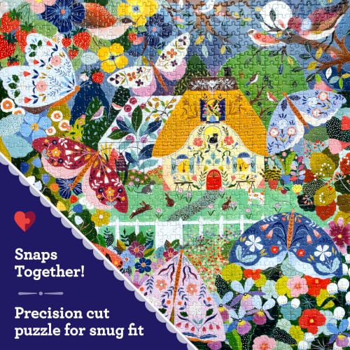 Image of eeBoo 1000 Piece Puzzle - Cottage at Dusk Jigsaw Puzzle for Adults, Square 23 inch x 23 inch Made with Recycled Board & Vegetable-Based Ink