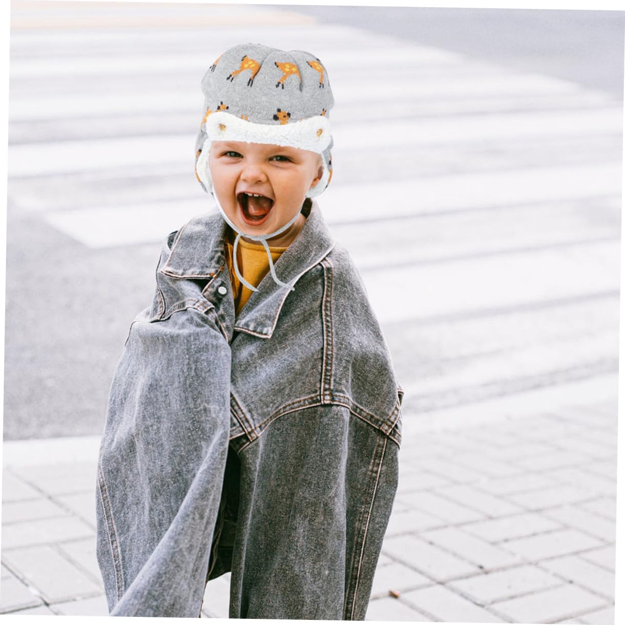 BESTYASH Gorro De Esquiar Sombreros De Niño Gorro Caliente Sombreros De Chicas Cálido con Motivo De Gorra De Invierno para Niños Sombrero De Trampero para Niños Algodón Grey
