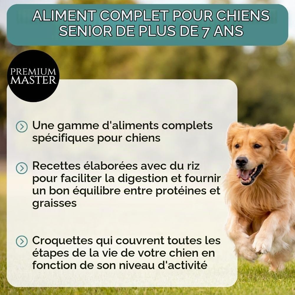 NUTRIVET - Premium Master Senior - Croquettes pour Chien de Plus de 7ans - Poulet & Riz - 15kg