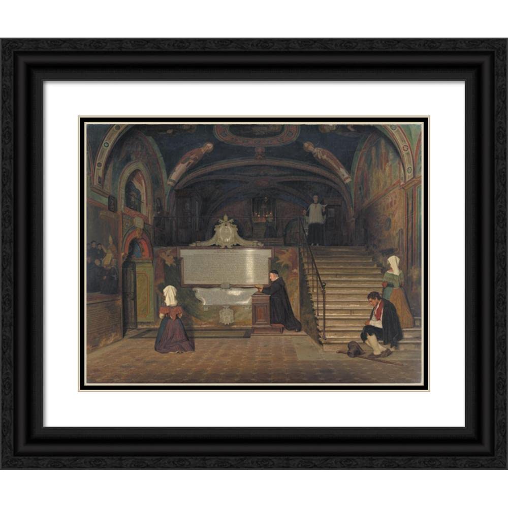 ArtDirect Martinus Rørbye 24x19 Black Ornate Framed and Double Matted Museum Art Print Titled: The Crypt in The Monastry of San Benedetto in Subiaco, Italy (1842-1843)