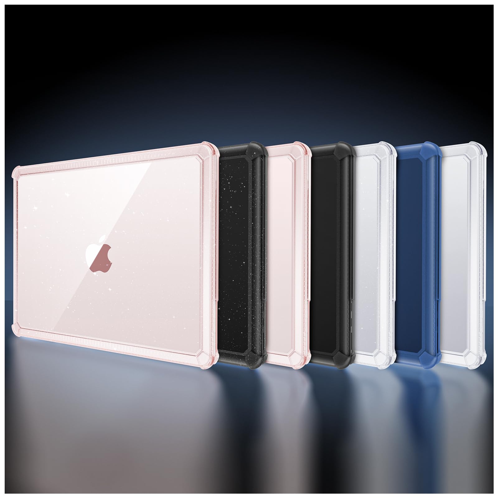 Soonjet for MacBook Air 13.6 inch Case M4 M3 M2 2025 2024-2022, Model A3240 A3113 A2681 [Glitter ShockBumper] [Military Drop Protection] Hard Shell Cover for MacBook Air 13 inch Case - Twinkle Pink