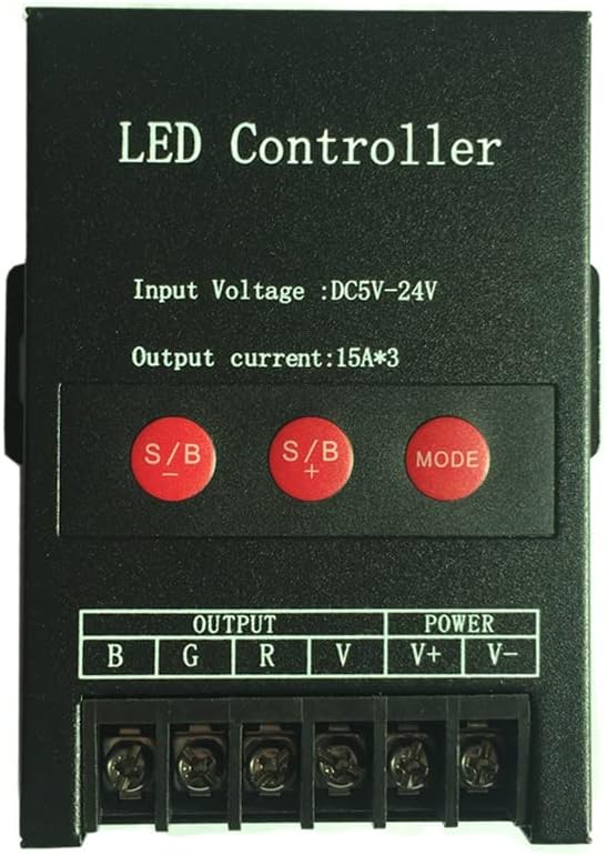 DC 5V-24V 3 Channel 45A LED Lights Controller Adjustable Speed RGB LED Strip Lights Dimmable Controller Led Pixel Signal Repeater Amplifier High-Power/Speed Controller