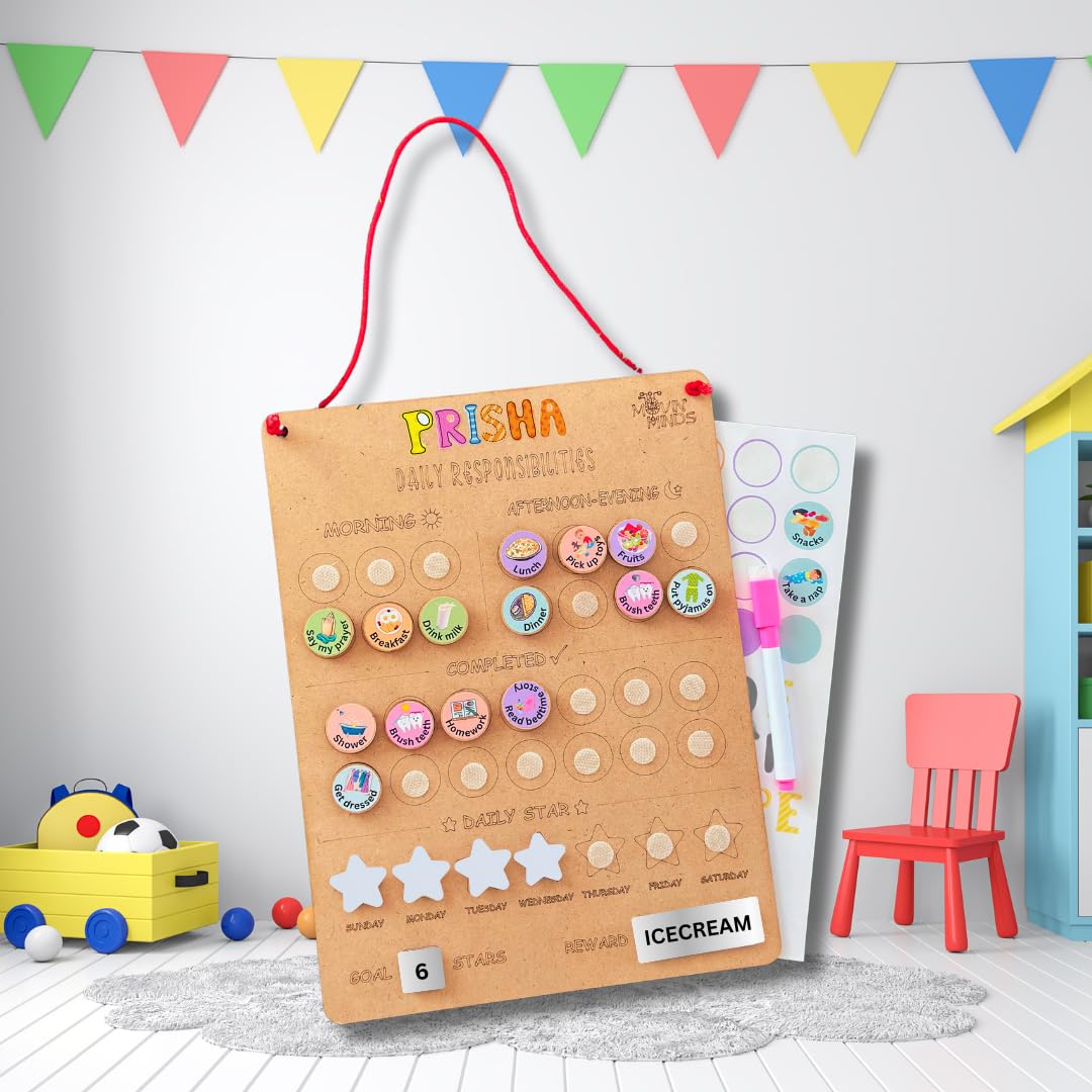 MOVIN' MINDS Personalized Reward Chart | Weekly Planner and Motivation Chart | Set Goals and Rewards | Ages 2 to 13 (Pack of 1) - Image 4 thumbnail