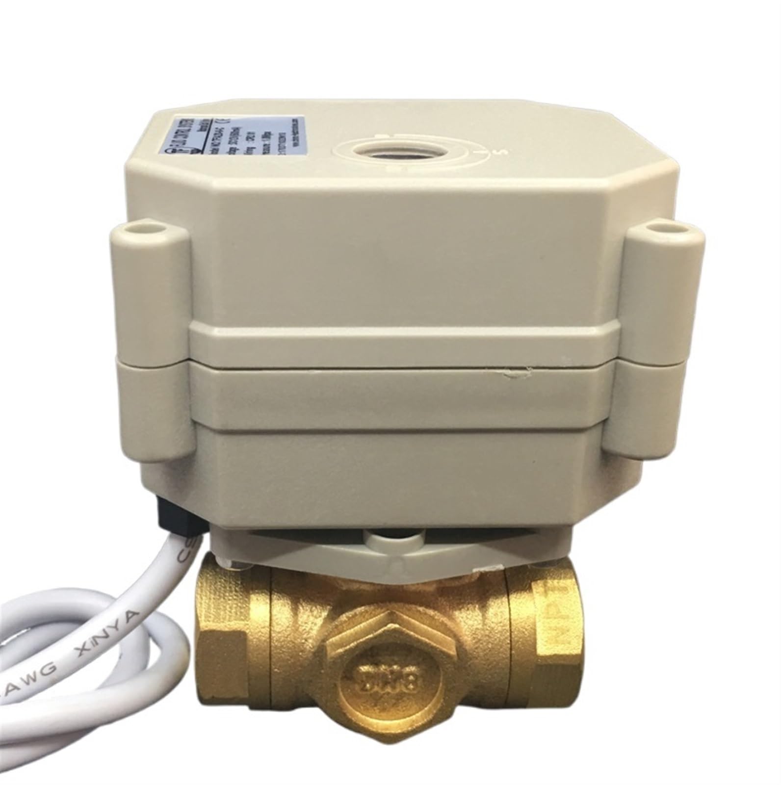 TF10-BH3-C 3/8'' DC12V lub DC24V 3-drożny mosiężny elektryczny zawór kulowy ze wskaźnikiem położenia do hydrauliki DN10 (12VDC-CR201, otwór L)