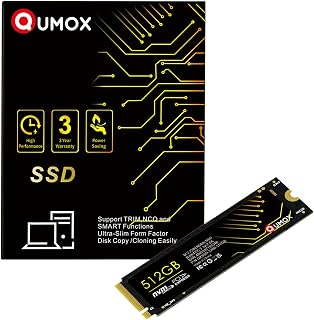 QUMOX 512GB PCIe NVMe M.2 Internal Solid State Drive SSD - Ultra-Fast Read Speed 2000MB/s, Write Speed 1500MB/s