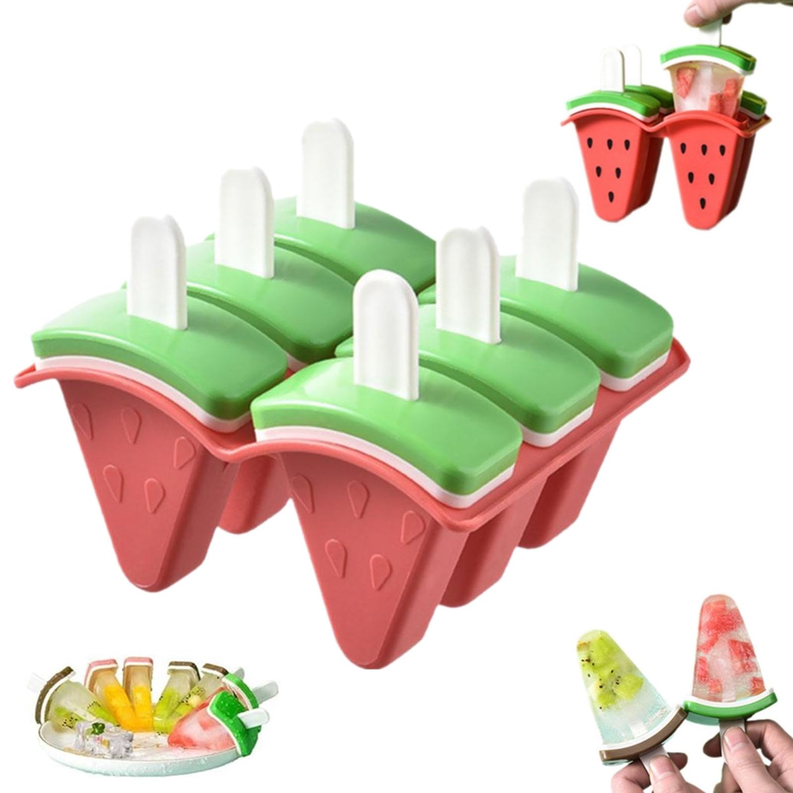 Ice Lolly Moulds Ice Cream Mould Cute Watermelon Shape Popsicle Moulds Reusable Silicone Ice Molds Easy Release Homemade Ice Cream Molds