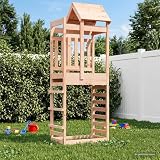 Ziaphsol Spielturm Braun 52,5 x 85 x 238 cm Massives Douglasienholz Garten Spielplatz Outdoor Klettergerüst mit Rutsche Nestschaukel und Zubehör für Kinder im Alter von 3 bis 8 Jahren