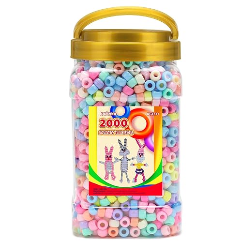 Iooleem Pony Beads(2000pcs Candy Macaroon Pony Beads),Beads for Bracelets Making, Beads for Crafts, Beading Supplies, Friendship Bracelets Making.