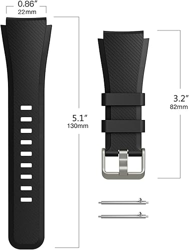 Vista 8 de TiMOVO Correa compatible con Samsung Gear S3 Frontier/Galaxy Watch 3 1.772 in/Galaxy Watch 1.811 in, 0.866 in Correa de silicona suave para S3 Negro