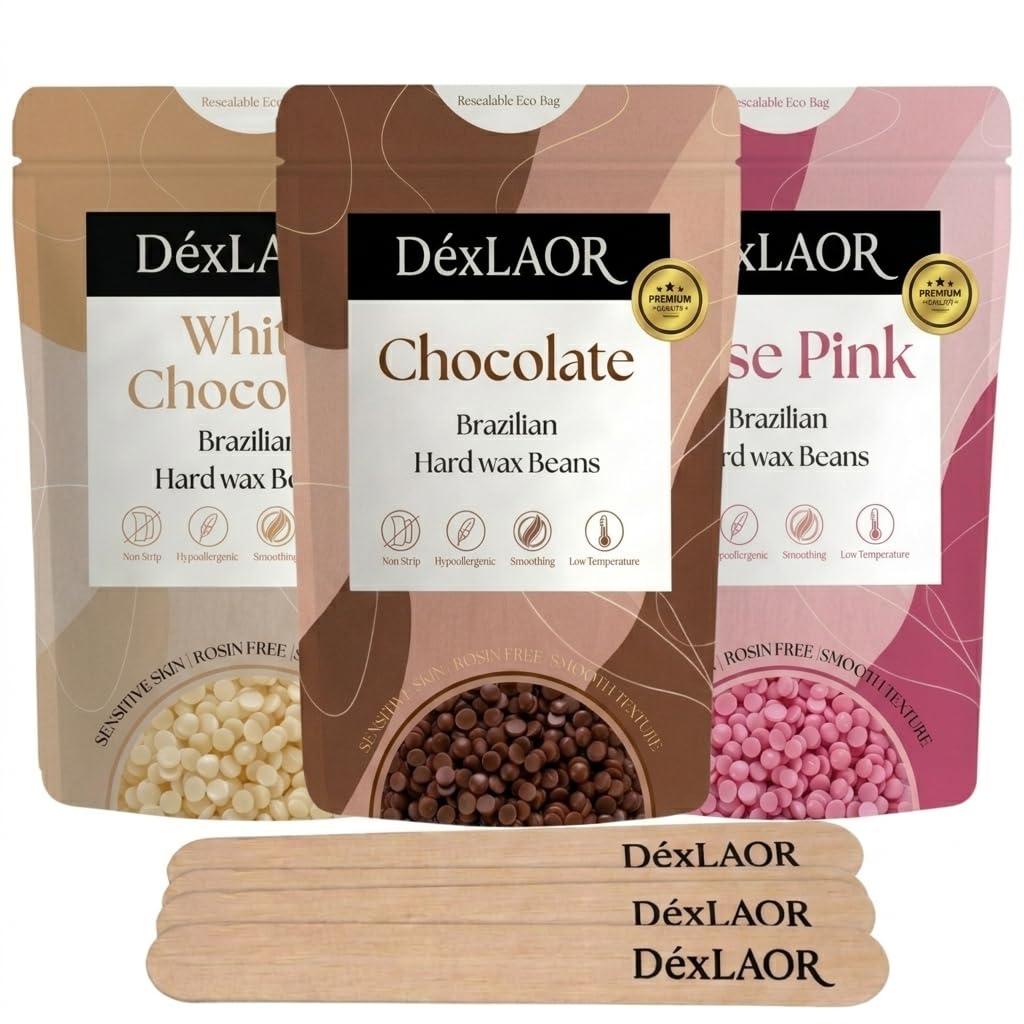 Premium Waxing Kit for Women - Brazilian Wax Beans for Hair Removal, Eyebrow, Bikini, Legs, Face, Brazilian Wax & More -Wooden spetula + 3-Pack Hard Wax Beads (100Gm) (White Chocolate + Chocolate + Rose Pink)-image-43