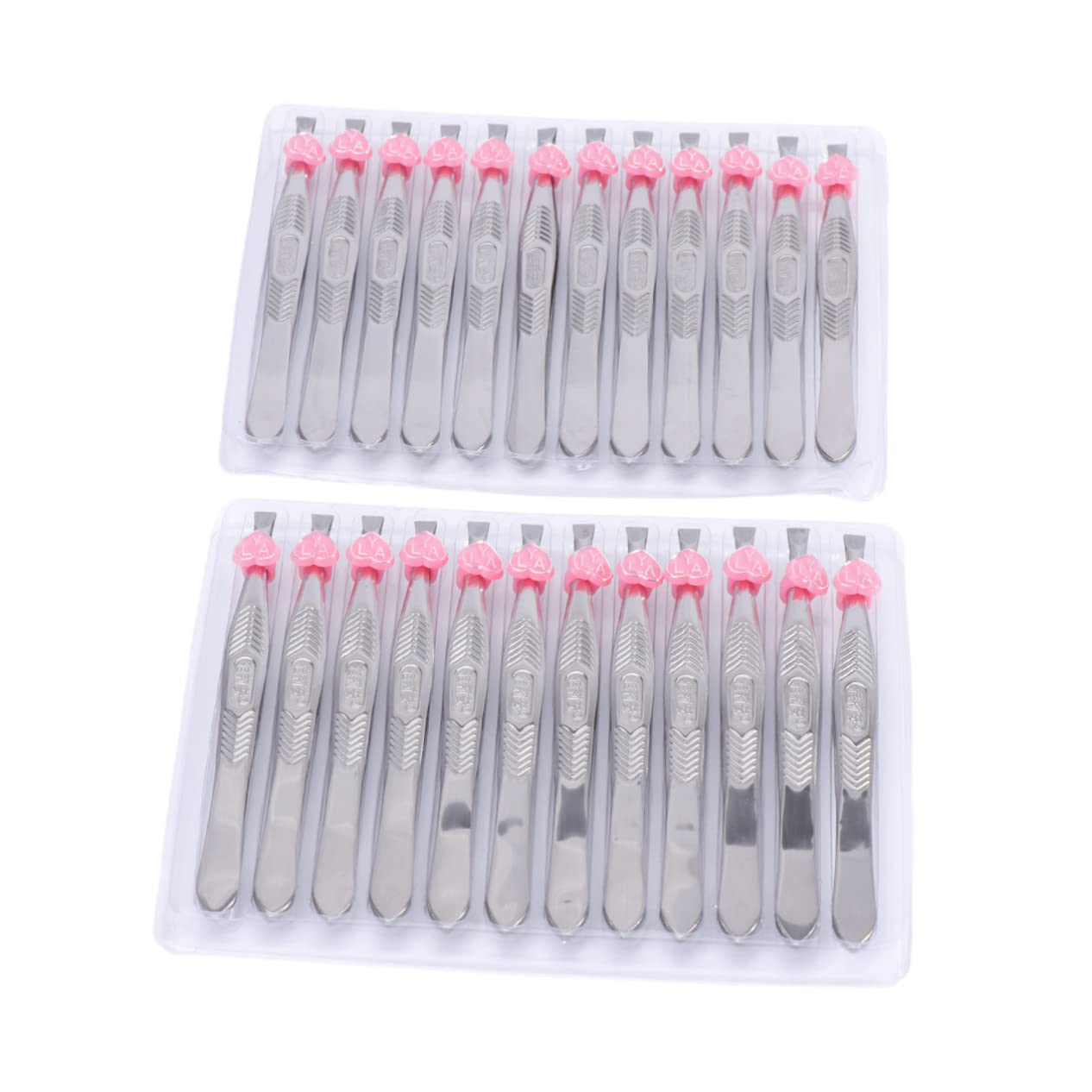 24piezas Pinzas De Depilar De Punta Plana Acero Inoxidable Para Cejas Profesional Depilación Facial