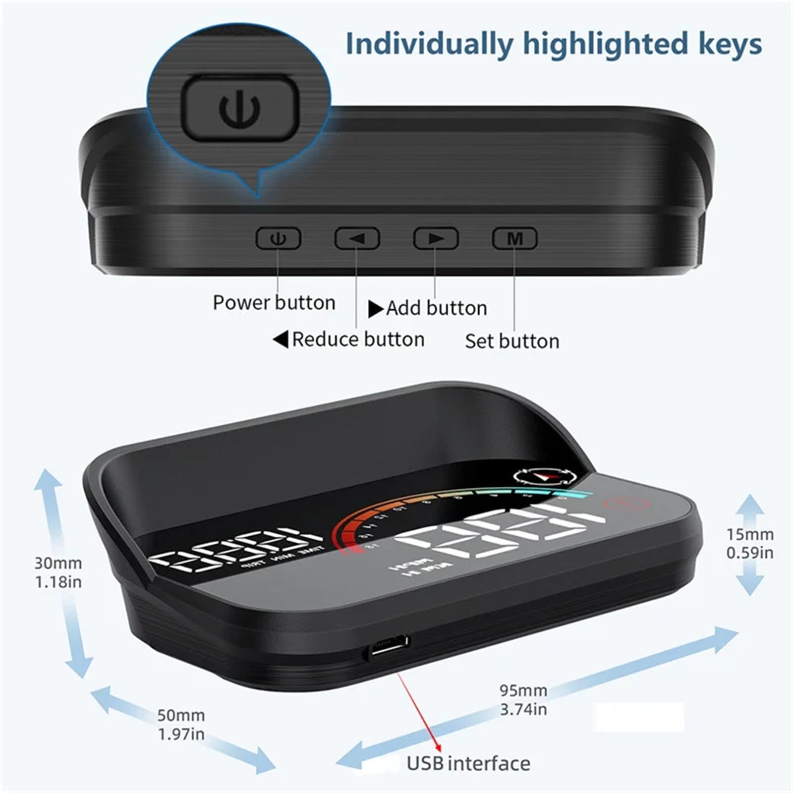 M22 Car HUD Head Up Display Universal Digital GPS Speedometer HD LCD Projection On Glass Windshield Projector For All Cars