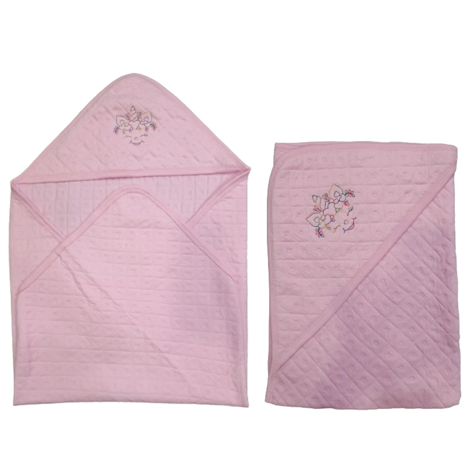 Castle Care - Newborn Baby Wrapper, Blanket, Hoodie Bath Towel - Organic Cotton Hosiery Fabrics - Soft Face Towels - Washcloth for Babies - Cartoon Print Hoodie blanlet & Towel - Pink - Pack of 1-image-29