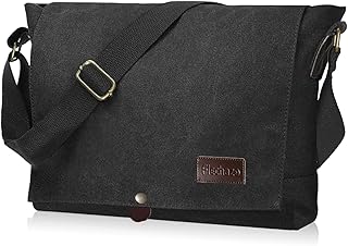 [Flechazo] ショルダーバッグ メンズ メッセンジャーバッグ 厚手帆布 育つ本革 YKKファスナー A4対応 14インチ 大容量 通勤 旅行 軽量 一生モノ