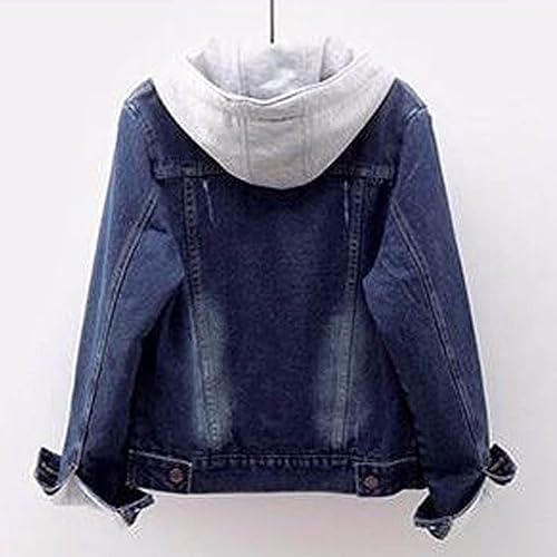 Miniatura 4 de Chaquetas de mezclilla con forro polar para mujer, chaqueta de mezclilla con capucha y botones, manga larga, casual, estilo novio, abrigo de invierno