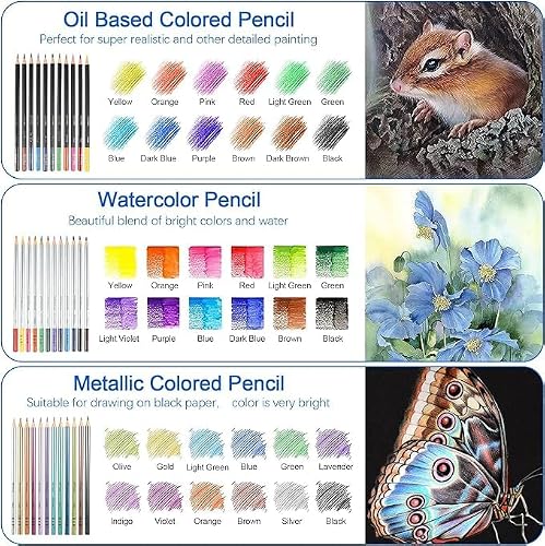 H & B 80 PCS Pro Drawing Set Sketching Kit, Art Kit with Drawing Pencils for Sketching, Colored and Charcoal Pencils & Sketch Book Set, Art Supplies for Adults and Artists - Thumbnail 3