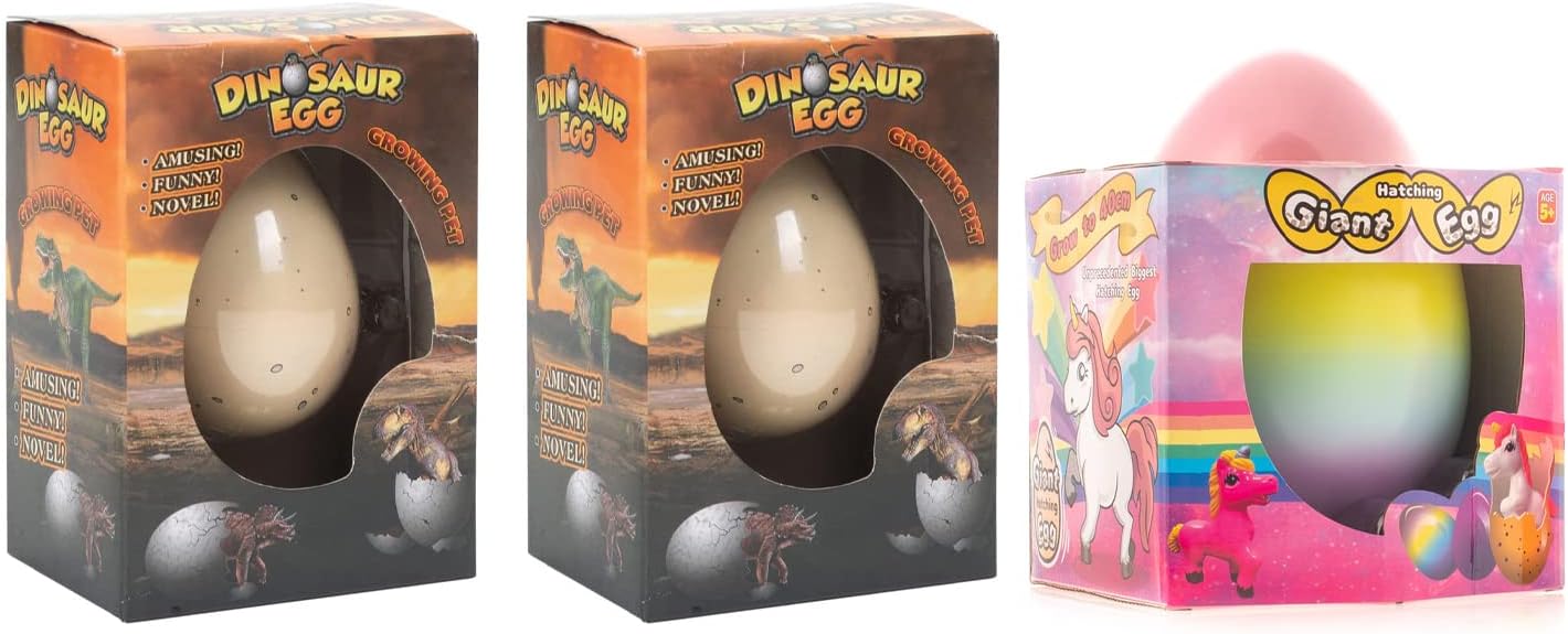 Surprise Growing Dinosaur Giant Unicorn Hatch Egg Kids Novelty Toys Pack of 3
