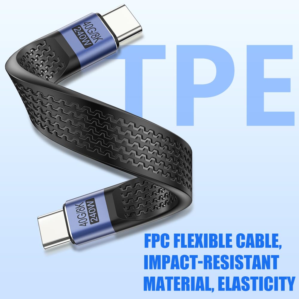 OFFCUP Kabel USB C Court, 2 szt. 240 W Typ C Mâle Vers Mâle/Femelle 40 Gbps Kabel do szybkiego przesyłu danych Souple FPC Mini-USB do telefonu Przenośny smartfon Tablet Appareil