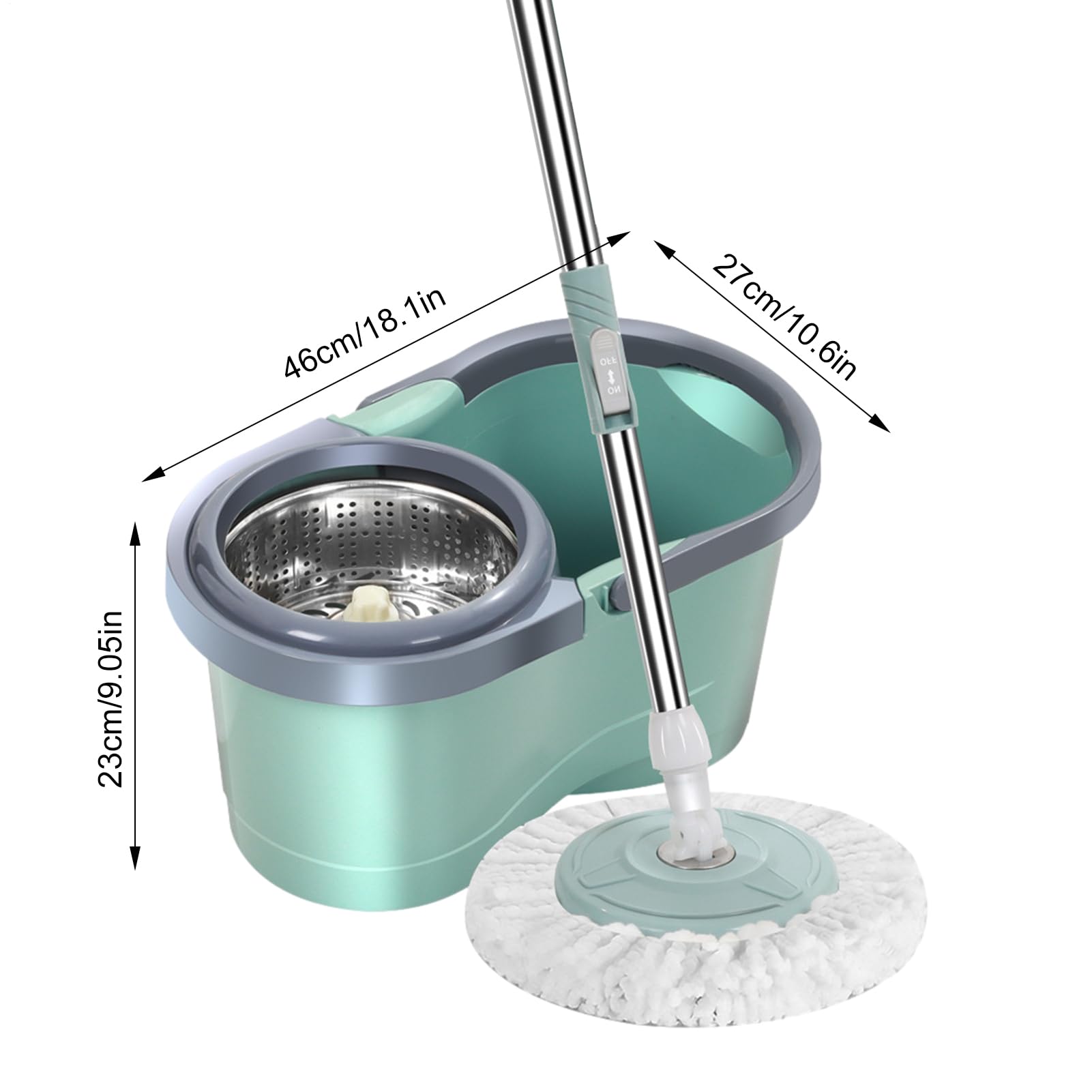 Fregona de centrifugado automático, fregona de centrifugado con escurridor | Fregona giratoria manos libres para limpieza - Cabezal de fregona extraíble, limpiador doméstico para cocina, salón,