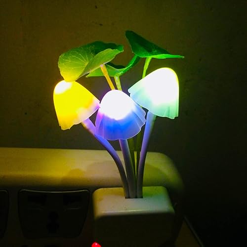 Miniatura 6 de AUSAYE - Lámpara nocturna enchufable, luces LED de estilo hoja de loto en forma de hongo para niños, adultos, dormitorio, baño, pasillo, escaleras,