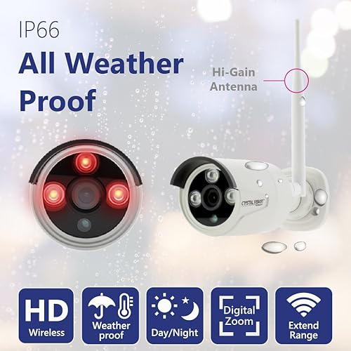 Miniatura 4 de Crystal Vision CVT9608E-3010W Sistema de vigilancia inalámbrico True HD todo en uno NVR CCTV con disco duro de 2 TB, monitor y enrutador integrados,