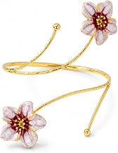 MittiJoy Arm Cuff Jewellery for Women, Floral Arm Cuff, Adjustable Upper Arm Bracelet for Weddings and Festivals, Gold-Plated Floral Design Armlet for Gift Occasions