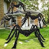 Four Halloween Realistic Hairy Spiders Set, Valuable Halloween Props, Halloween Spider Set for Indoor and Outside Decorations (One 47.25