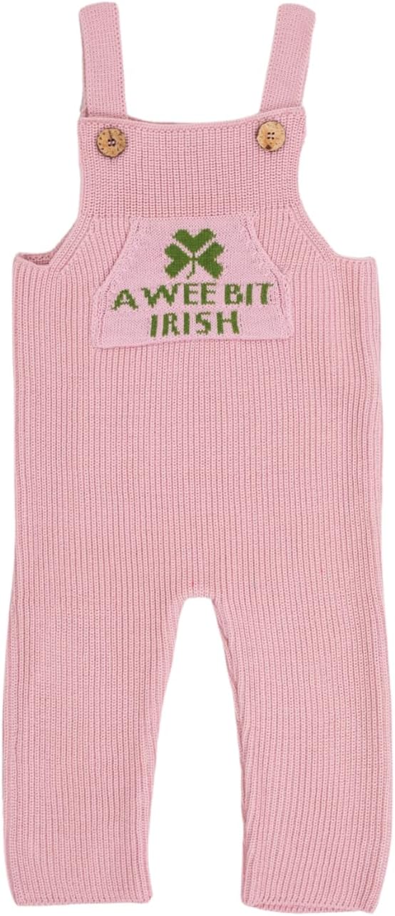SAOL Baby Knitted Button-Patterned Straps Overalls Romper A Wee Bit Irish Toddler Little Infant Baby Gift